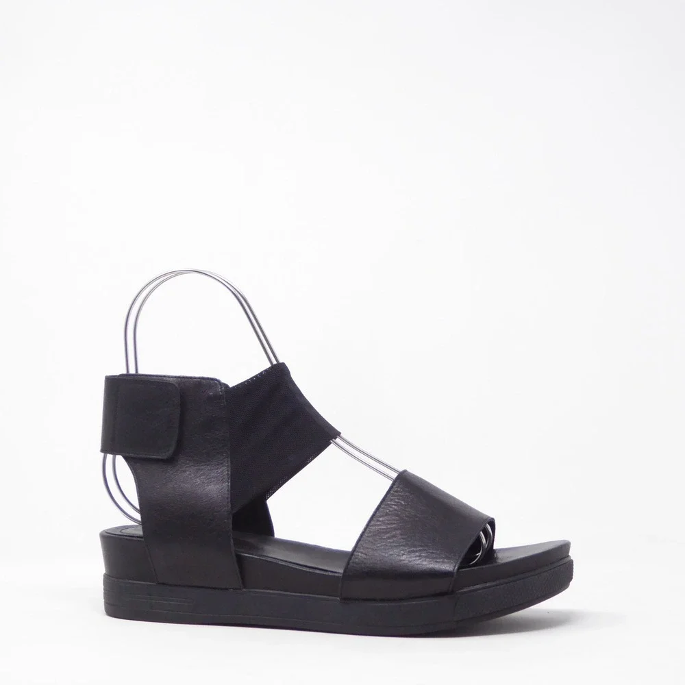Eileen Fisher Womens Sandals Black Leather Platform Wedge 10